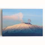 Black and white photo of Mount Etna on stretched canvas, ideal for kitchen wall art or bedroom ambiance.