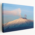 Mount Etna landscape on stretched canvas, featuring earthy tones, ideal for kitchen wall art.