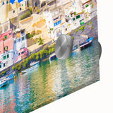 Large abstract depiction of Naples with muted earth tones on acrylic glass, ideal for dining room art.