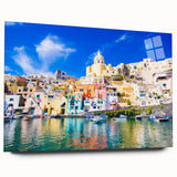 Acrylic print of Naples scenery with vivid blue and green tones, suitable for bedroom or dining room decor.