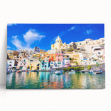 Black and white photograph of Naples scenery on stretched canvas, ideal for kitchen art.