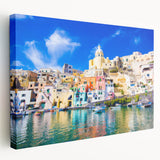 Large canvas print of Naples, Italy skyline in muted earth tones, suitable for kitchen wall art.