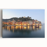 Black and white photograph of Portofino, Italy on stretched canvas, ideal for kitchen wall art.