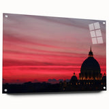 Acrylic print of Rome's cityscape in muted earth tones, suitable for dining room decor.