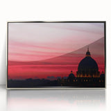 Acrylic print of Rome scenery with muted earth tones in a silver frame, ideal for modern art wall decor.