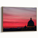 Framed canvas of vintage Rome landscape in black and gold tones, ideal for bedroom wall art.
