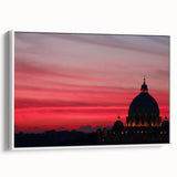 Vintage poster art of Rome with colorful imagery on extra large framed canvas, ideal for living room decor.