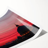 Extra large rolled print featuring line art flowers and Roman scenery in soft pastel hues.