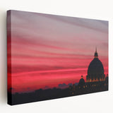 Large canvas print of Rome's cityscape in warm earth tones, suitable for kitchen wall art.