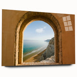 Acrylic print of a Sicilian landscape in soft pastel shades, ideal for bedroom or dining room art.