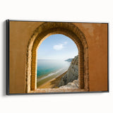 Black and white framed canvas featuring a vintage landscape of Sicily, ideal for bedroom wall art.
