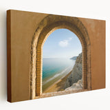 Stretched canvas print of a Sicilian landscape in soft Mediterranean colors, ideal for kitchen wall art.