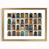 Abstract art print of Tuscany landscape in muted earth tones, framed in gold, ideal for dining room decor.