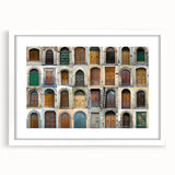 Textured art print of Tuscany landscape in muted earth tones on a framed white mat, ideal for bedroom art.