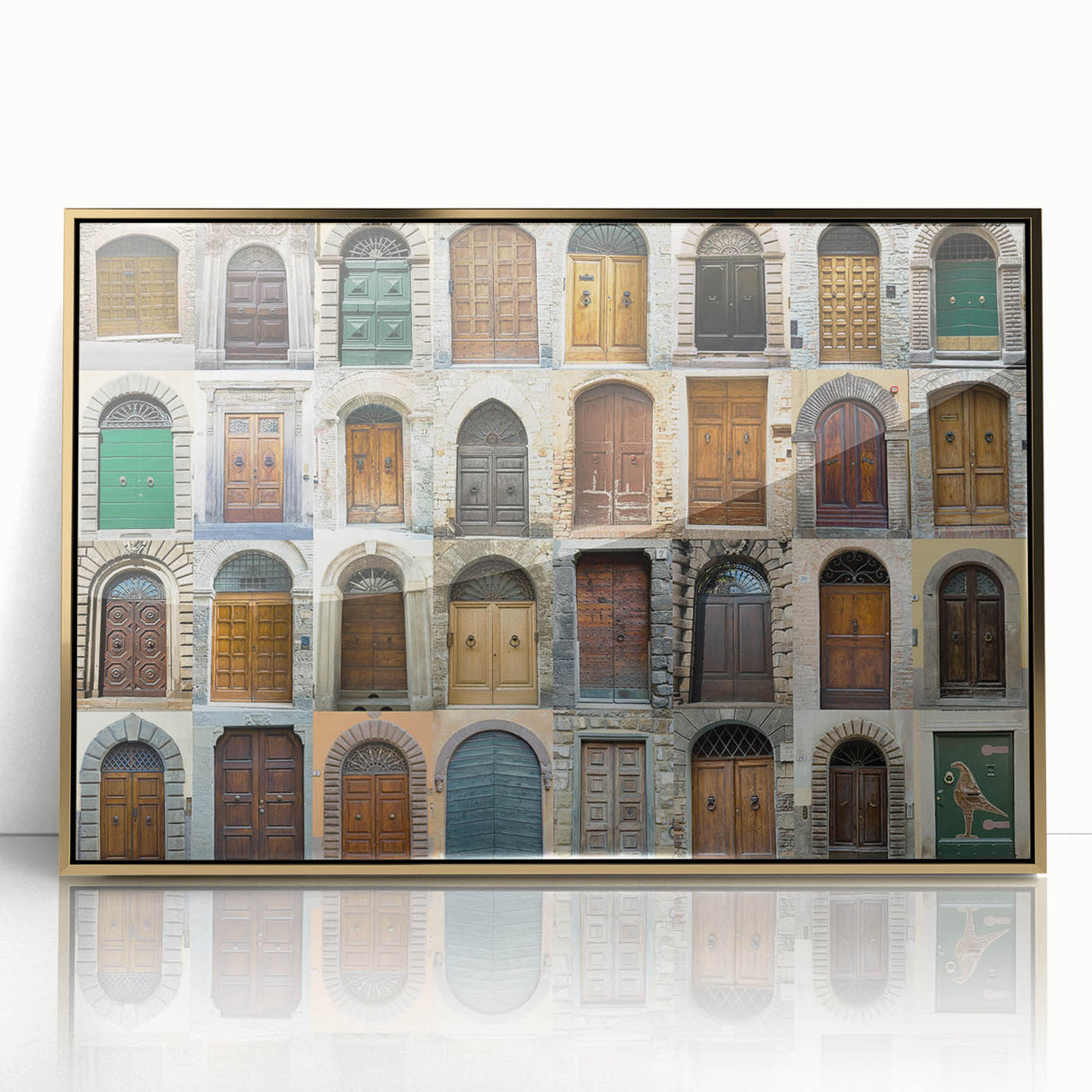 Framed acrylic print of a Tuscan landscape in muted earth tones, suitable for modern art wall decor.
