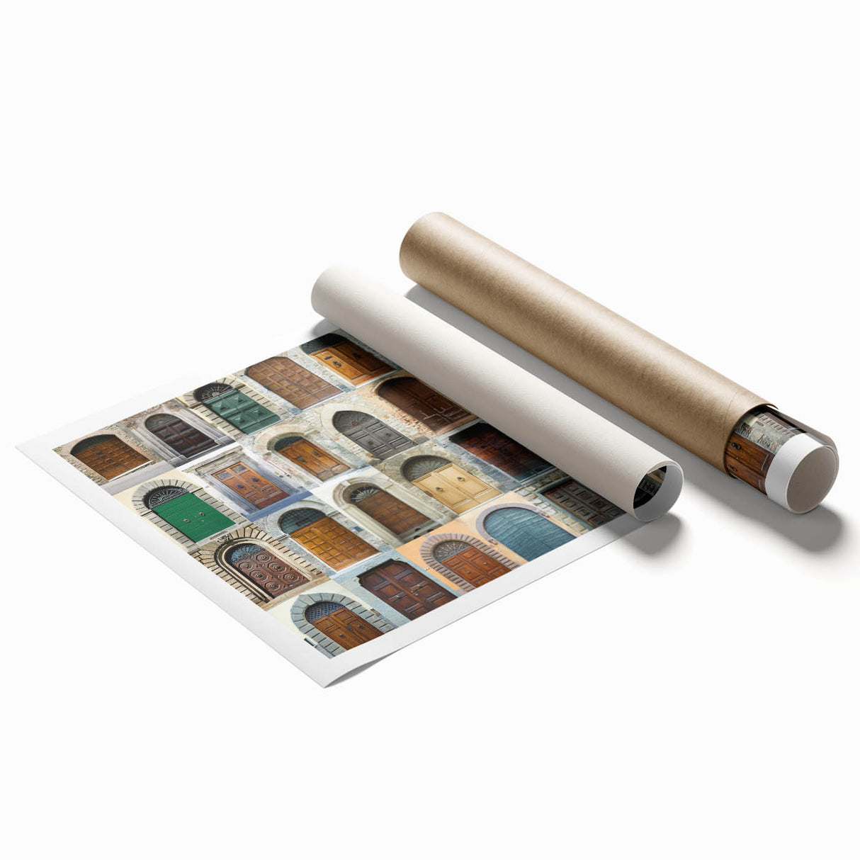 Extra large rolled print depicting the scenic Tuscan landscape with lush green fields and a vibrant blue sky.