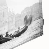 Acrylic glass print of a large abstract Venice scenery in muted earth tones, ideal for dining room art.