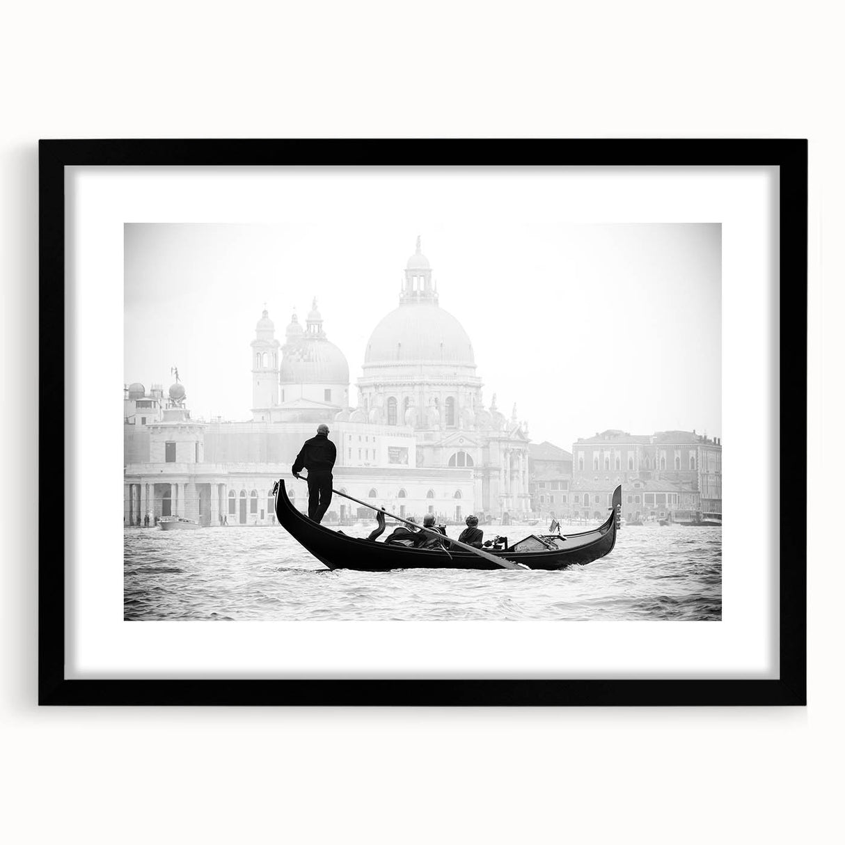 Extra large framed print of an abstract Venice scenery in vibrant colors, ideal for living room decor.