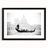 Extra large framed print of an abstract Venice scenery in vibrant colors, ideal for living room decor.