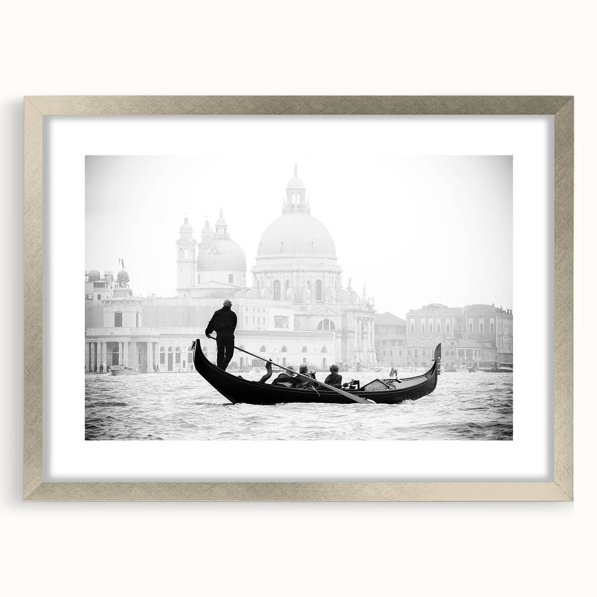 Extra large wall art of Venice scenery in muted earth tones on a framed canvas, ideal for living room decor.