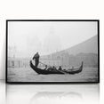 Large abstract wall art of Venice scenery in muted earth tones, framed in black acrylic.