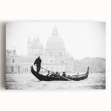 Black and white large art print of Venice scenery on stretched canvas, ideal for kitchen wall art or bedroom.