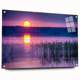 Acrylic print of a European landscape in muted greens and blues, suitable for bedroom or dining room decor.