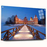 Acrylic print of a European Lithuanian landscape, in muted green and blue tones, ideal for bedroom or dining room art.