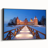 Black and white wall art of a Lithuanian landscape on framed canvas, ideal for bedroom decor.