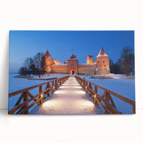 Large black and white photo of a European scenery on stretched canvas, ideal for kitchen wall art.