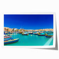 Rolled print of a European Malta scenery in soft pastel hues, ideal for dining room wall art.