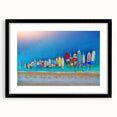 Extra large wall art featuring a colorful, abstract depiction of the Mediterranean Sea in vibrant blues and greens.