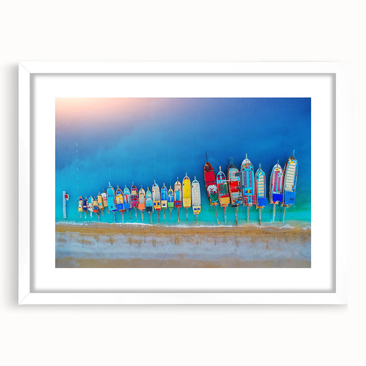 Textured art depicting the Mediterranean Sea in muted blue and white tones on a framed canvas, ideal for bedroom wall decor.