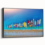 Black and white framed canvas of a vintage Mediterranean seascape, ideal for bedroom wall decor.