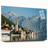 Acrylic print of a Montenegro landscape, featuring muted earth tones, ideal for dining room decor.