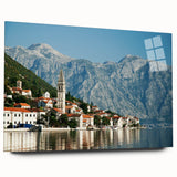 Large acrylic print of a Montenegro landscape in muted earth tones, suitable for bedroom or dining room decor.