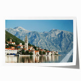 European Montenegro landscape in muted earth tones on a rolled canvas print, ideal for art wall dining room.