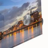 Acrylic print of Amsterdam scenery with muted earth tones, ideal for dining room art.
