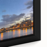 Black wall art depicting Amsterdam scenery with colorful, textured brushstrokes on an extra large framed canvas.