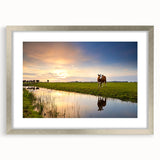 Extra large framed wall art of a textured abstract European scenery in muted earth tones, ideal for living room decor.