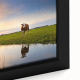 Extra large framed canvas featuring a textured depiction of a scenic Dutch landscape in vibrant colors.