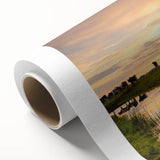 Art Deco poster depicting a serene Dutch landscape in soft pastel shades on rolled canvas, ideal for nursery wall art.