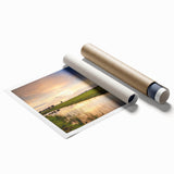 Extra large rolled print of a European scenery with vibrant floral elements, ideal for classy bathroom wall art.