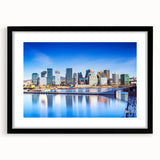 Extra large abstract art print of a colorful Norwegian landscape, textured on a black framed canvas.