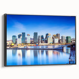 Black and white landscape art painting of a Norwegian scenery on a framed canvas, ideal for bedroom wall decor.