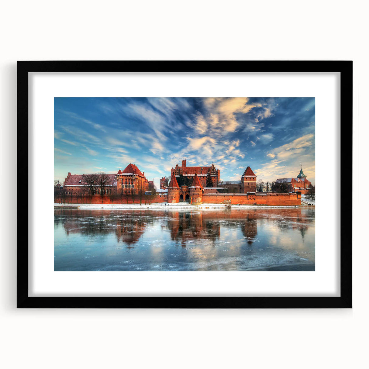 Extra large framed wall art depicting an abstract, textured scene of a Polish landscape in vibrant colors.