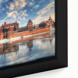 Extra large framed canvas featuring a textured depiction of a Polish landscape in black with colorful accents.