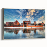 Framed canvas featuring a vintage-style landscape art painting of a European scenery in Poland with vibrant colorful art on…