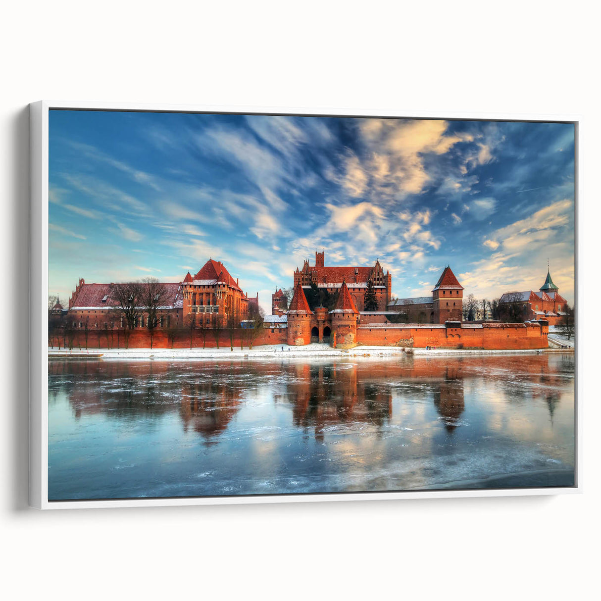 Vintage poster art of a European Polish landscape on framed canvas.