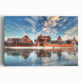 Black and white photograph of a European cityscape on stretched canvas, ideal for kitchen wall art or bedroom ambiance.